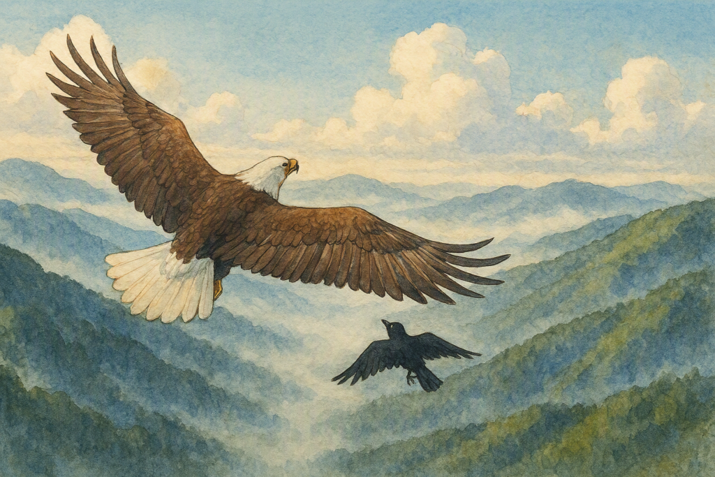A Crow Challenged an Eagle – Image Prompts